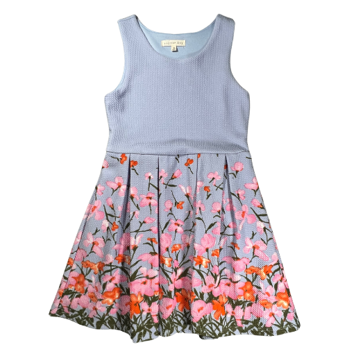 Copper Key Blue Dress with Pink Flowers Big Girl Size Small Copper Key Blue Dress with Pink Flowers Big Girl Size Small