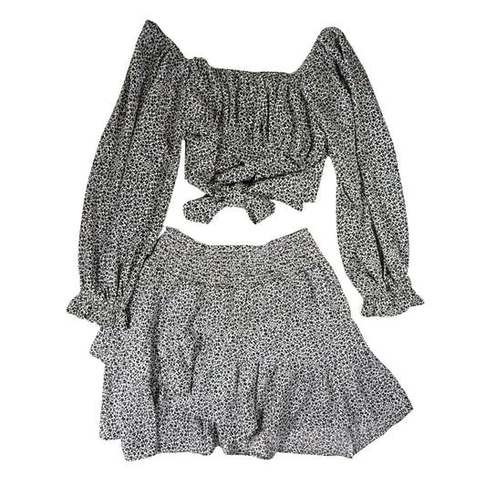 Floral matching set back view with flowy skirt