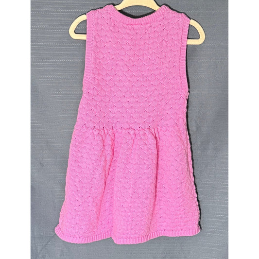 Back view of Carter's pink sleeveless sweater dress for baby girls, size 18 months, showing textured knit and gathered skirt.