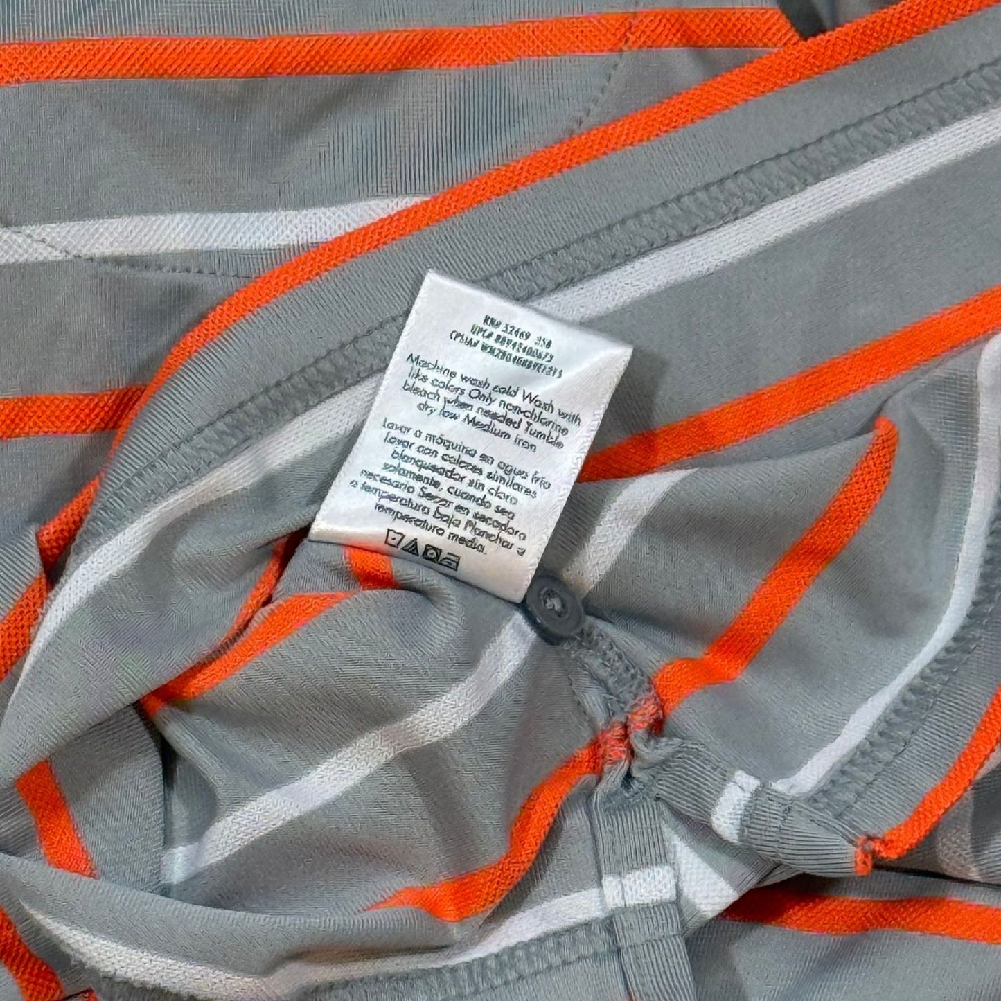 George boys size 8 striped polyester polo shirt care tag