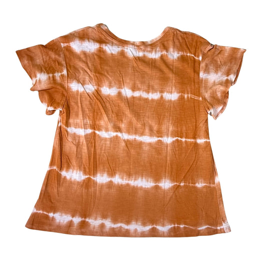 Orange tie-dye striped shirt back view lightweight fabric