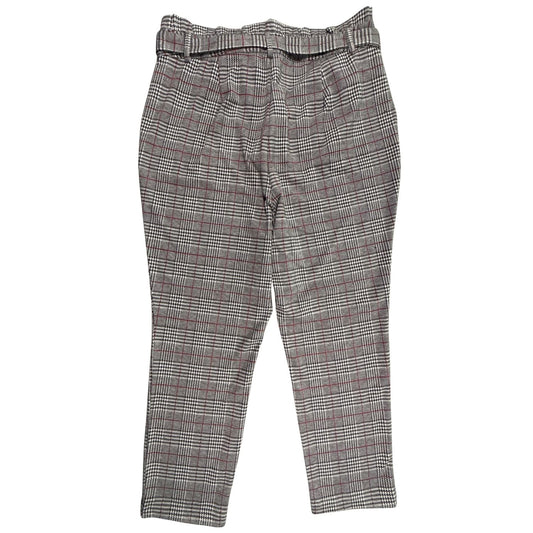 Back view of JustFab women’s 1X black white and red plaid paperbag-waist pants