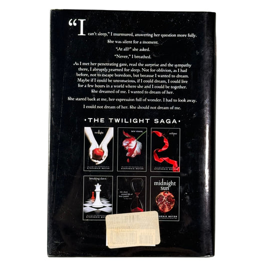 Back cover of Midnight Sun hardcover book by Stephenie Meyer.