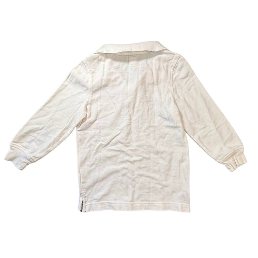 Back view of Old Navy boys white long-sleeve pique polo shirt size 5T
