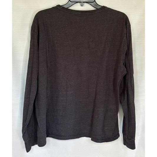 Back view of a charcoal heather Polo Ralph Lauren men’s long-sleeve T-shirt