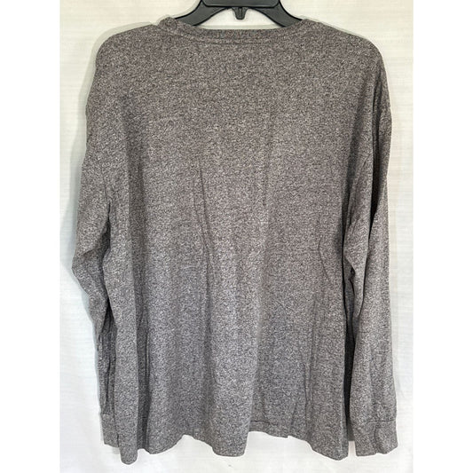 Back view of a heather gray Polo Ralph Lauren men’s large long-sleeve T-shirt.