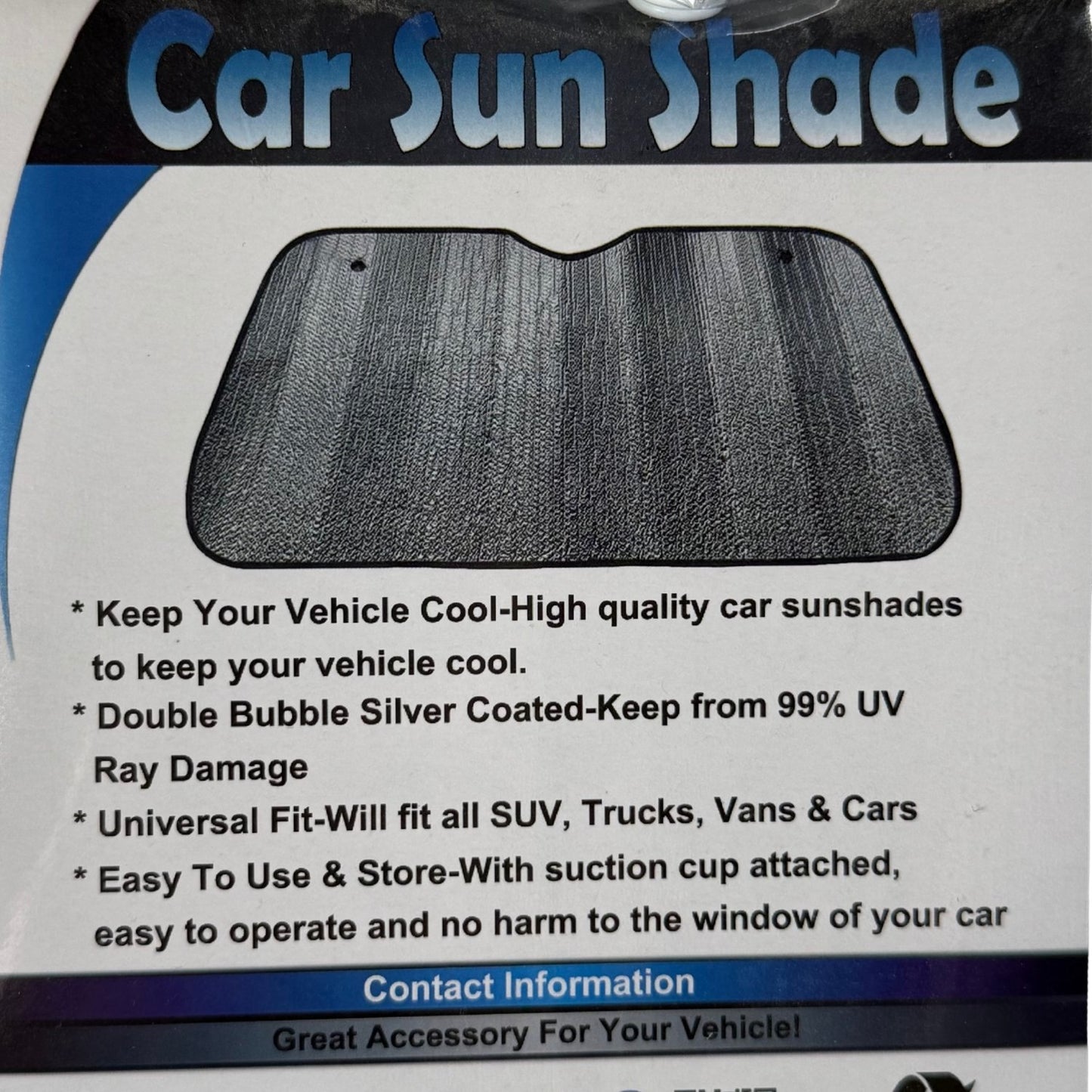 Big Hippo car sun shade silver double bubble reflective detail