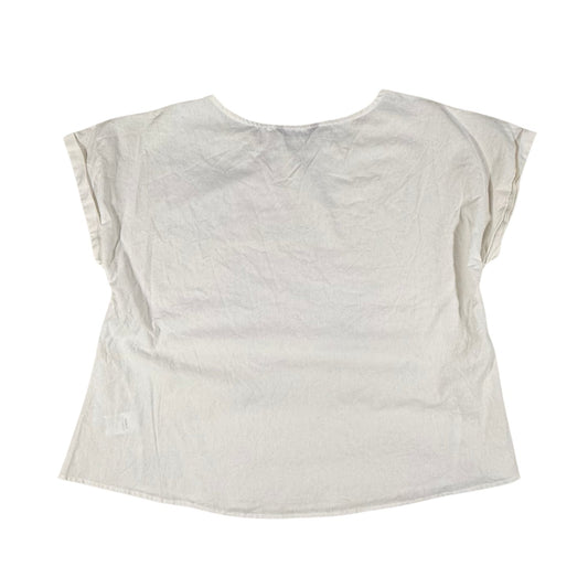 Back view of a women's large SHEIN cream cotton top.