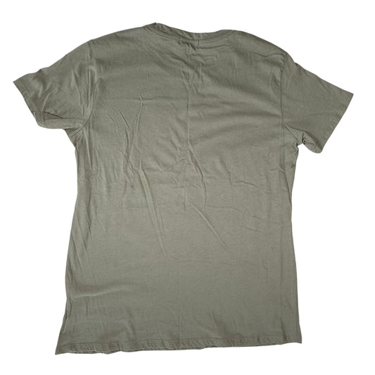 Olive green short sleeve t-shirt back view