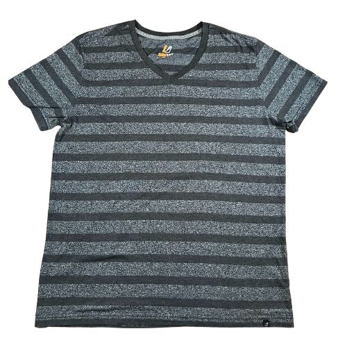 Amplify Gray Striped V-Neck Men's T-Shirt Estimated Size XL Gently