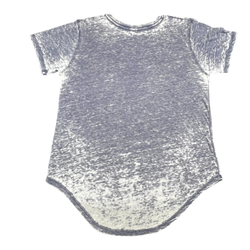 FREEAF Worn Heather Blue Graphic Tee with Butterflies (Est. Orig. Retail Price $14.00) Size: Junior's Large Color: Heather Blue Print: Butterflies, Inspirational words Features: Intentional worn-out look ( like your favorite old tee), short sleeve Material: 60% Cotton 40% Polyester Condition: Well-Loved used back - Our Families Attic
