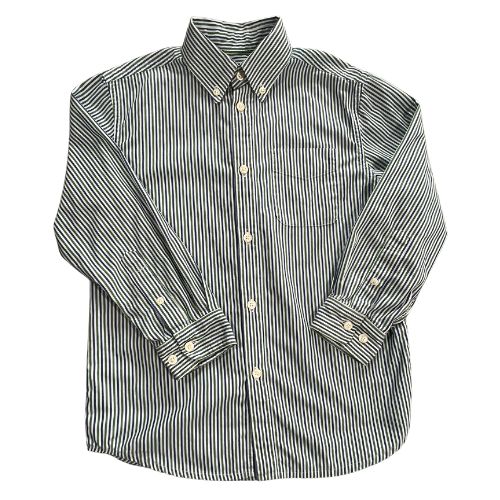 First Wave Blue and Green Striped Long Sleeve Button-Up Shirt Size: Boys 7 Color: Blue & green striped Features: Long Sleeve Button-up Button cuffs Button collar Front pocket Material: 100% Cotton Condition: Gently Used - Our Families Attic