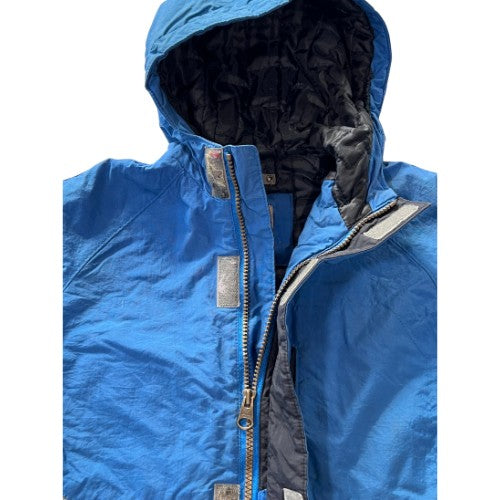 Pre-Owned Pacific Trail 2-Tone Blue Jacket Brand: Pacific Trail Size: Big Boys 8 (small) Color: Blue and Gray Features: Long Sleeve Hood Zipper and velcro closure Hand and chest pocket with velcro closure Lightweight snow/ski-type jacket Velcro around wrists Small inside chest pocket Material: Cotton, Polyester Condition: Well-loved. Used Clothing - Our Families Attic