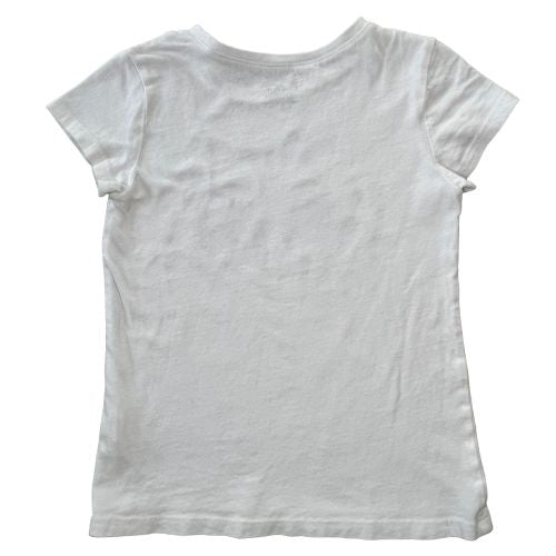 Pre-Owned The Children's Place White Cat T-Shirt $3.00 (Est. Retail Price $12.50) Size: Little Girl Small 5-6 Color: White Print: Cat with purple glasses and bow. Features: Cap Sleeve Material: 100% Cotton Condition: Used, Well-Loved - Our Families Attic