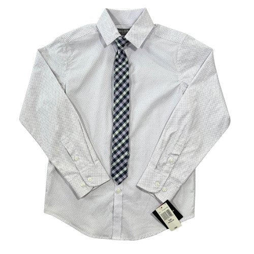 van heusen white dress shirts Van Heusen Long Sleeve Button-Up Dress Shirt with Clip-On Tie Big Boy Size Small 8 NWT New – Our Families Attic