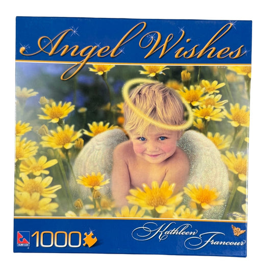1000 piece angel cherub puzzle yellow daisies Sure-Lox box