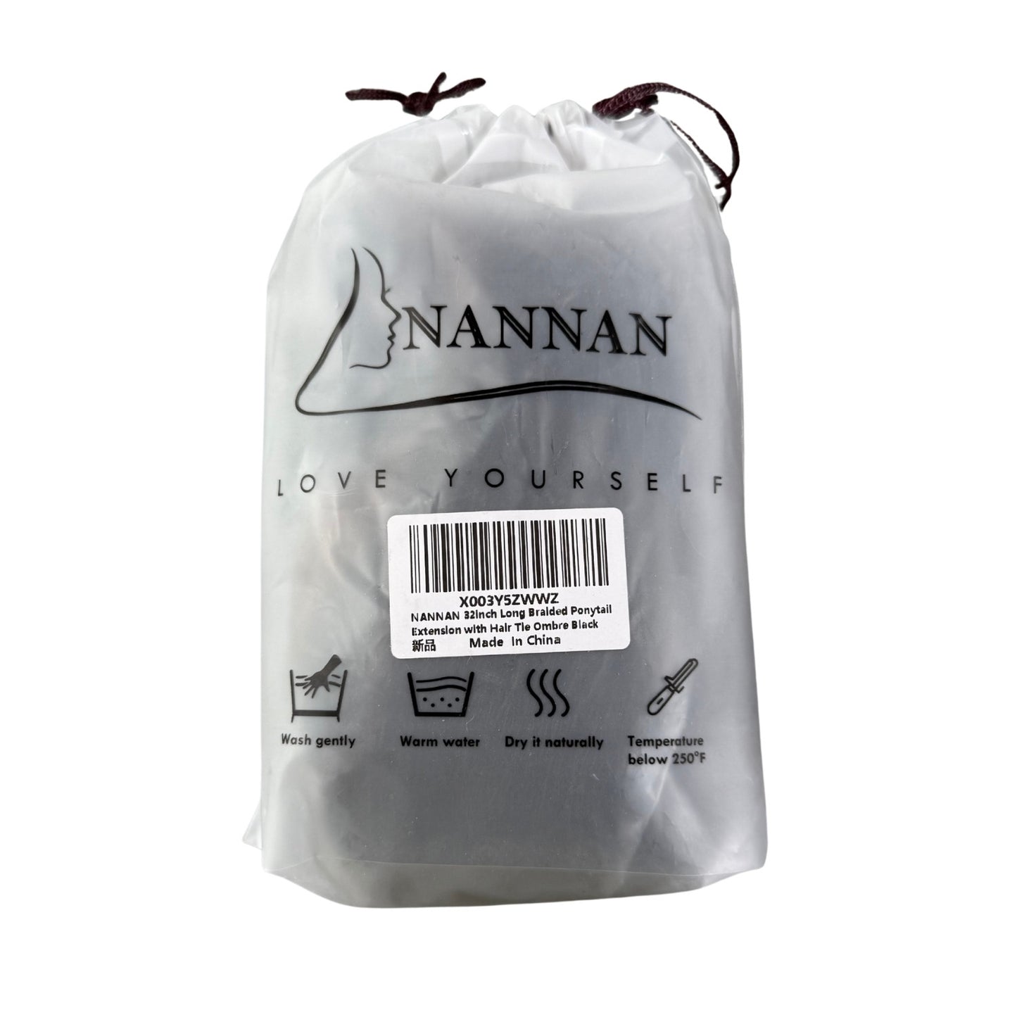 Nannan 32" Braided Ponytail Extension Ombre Black Brown | Synthetic Hair Piece