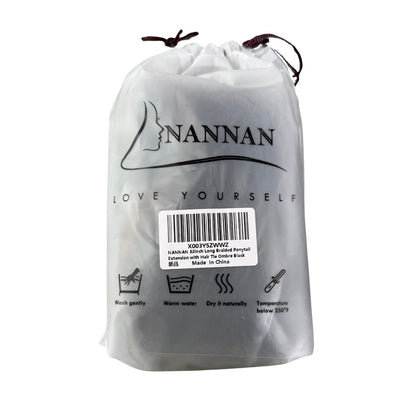 Nannan 32" Braided Ponytail Extension Ombre Black Brown | Synthetic Hair Piece