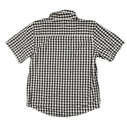Back view of Wrangler boys XXL size 18 black and white gingham short-sleeve shirt