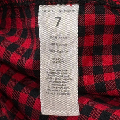 Carter’s boys red and black checkered button-up shirt size 7 cotton care tag