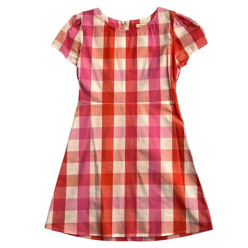 Pre-Owned Copper Key Plaid Dress Size: Little Girl Small Color: Orange, pink, and white plaid Features: Short sleeve, zipper closure Material: 98% Cotton, 2% Spandex Condition:  Excellent Used Condition Our Families Attic
