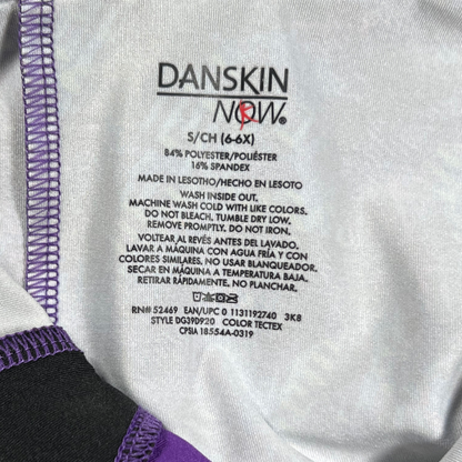 Danskin Now Girls' Gymnastics Leotard – Black & Purple, Size 6-6X