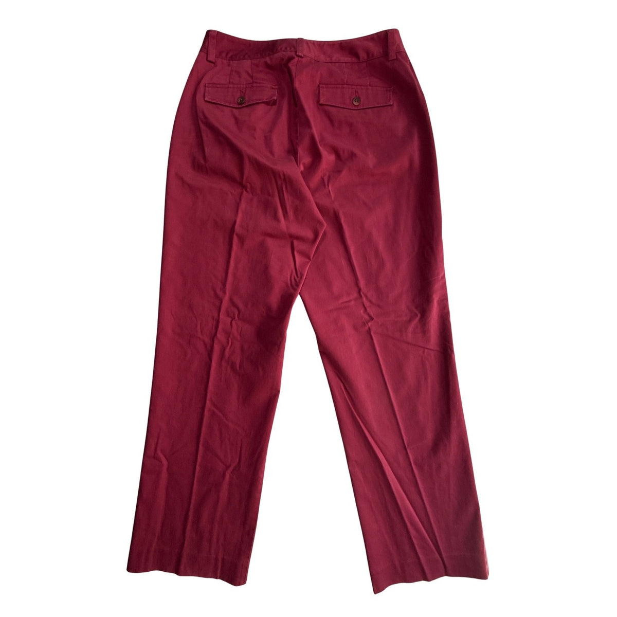 Back view of L.L.Bean women’s size 12 M/Tall Curvy Fit red wine chino pants