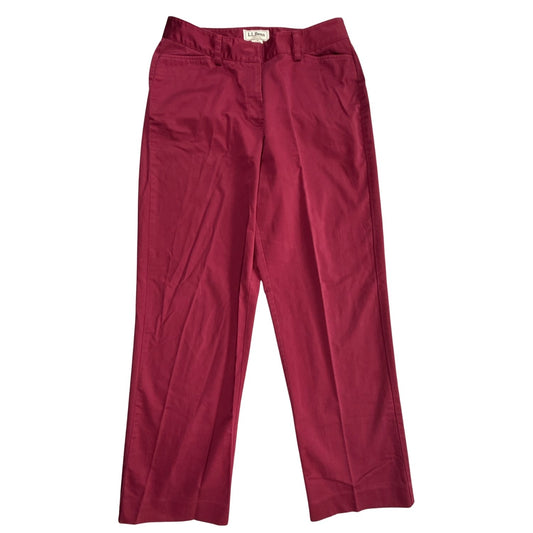 Front view of L.L.Bean women’s size 12 M/Tall red wine stretch chino pants
