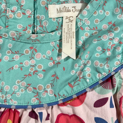 Apple and floral print detail on Matilda Jane girls top, size 6 with label, pre-owned at Our Families Attic.