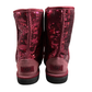 Back view of UGG Classic Sparkle Sequin Boots – RBR Red with UGG logo heel patch
