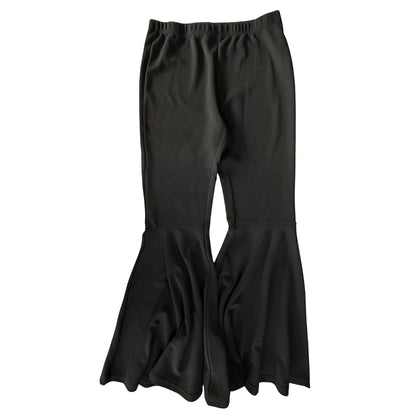 Front view of SHEIN black flare pants women’s XL with elastic waistband