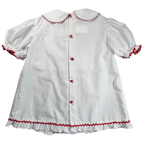 Shrimp & Grits Kids Two-Piece Set: Embroidered Apple Smock Top & Matching Pants - Big Girl Size 7