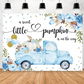 It's a boy! A sweet little pumpkin is on the way photo background. Main color is blue with fall florals, balloons, and pumpkin in old blue truck. Backdrop. New. Our Families Attic