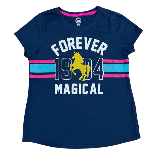 Back view of pre-owned Wonder Nation blue unicorn graphic T-shirt – Girls XL 14-16 – Our Families Attic
