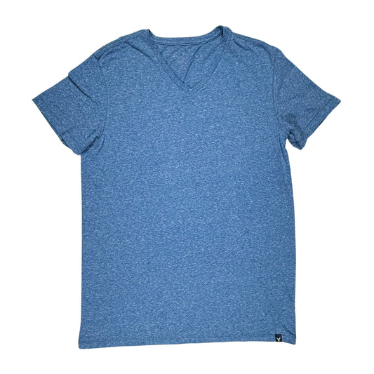 Mens American Eagle heather blue V-neck t-shirt front view