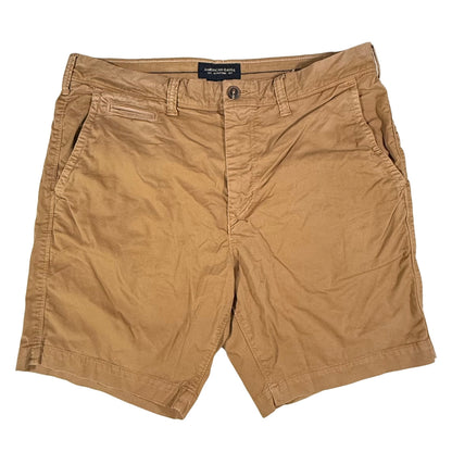 Mens American Eagle Next Level Flex tan shorts size 33 front view