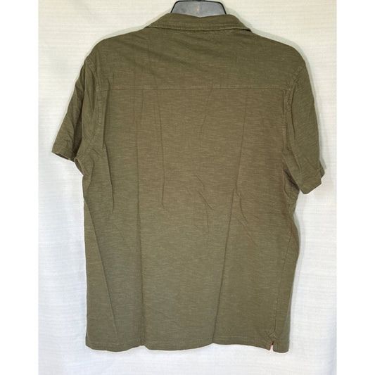 Back of American Republic men’s medium olive green short-sleeve polo shirt