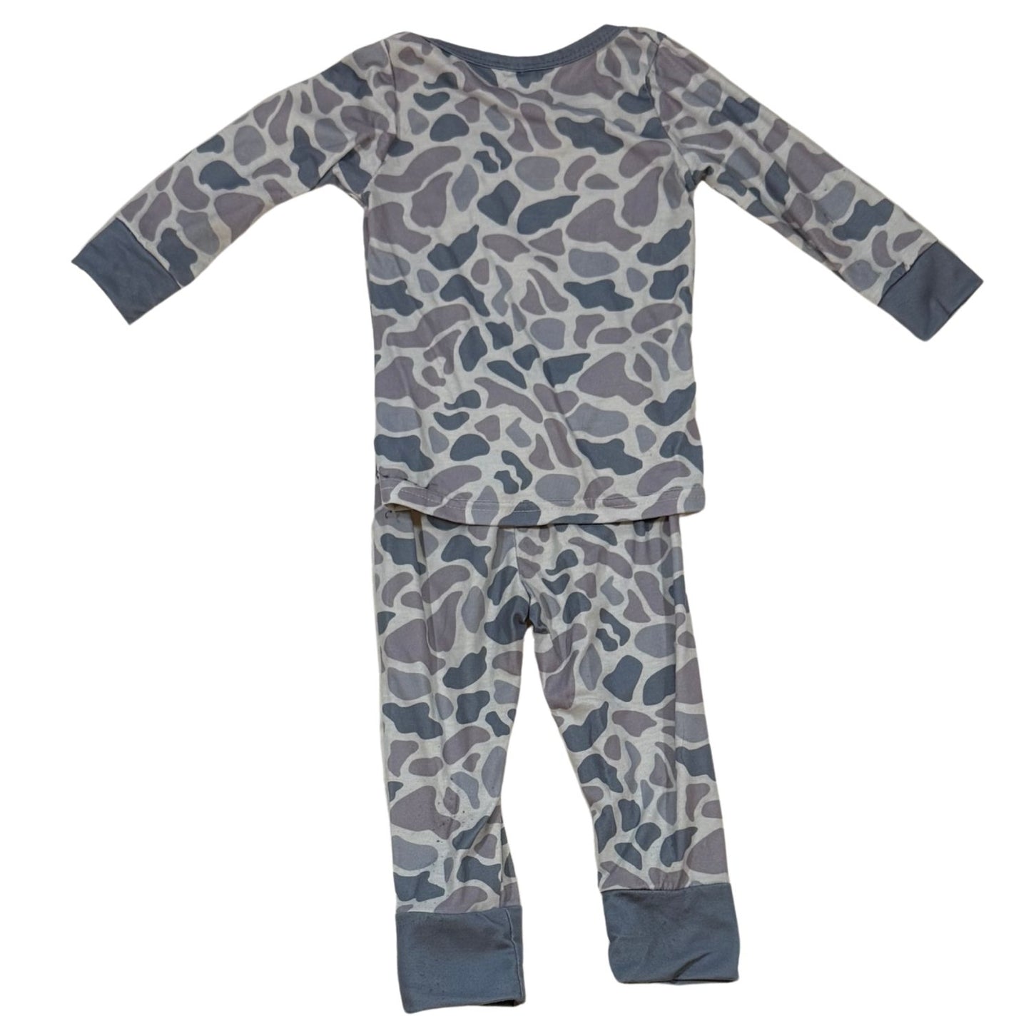 Pre-owned baby boy gray abstract camo 2-piece pajama set size 6-12 months back view