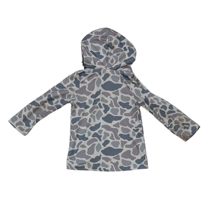 Back of baby boy gray camouflage hooded top size 6-12 months