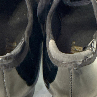 Close-up of peeling black coating at the back heel opening of a Balera tap shoe.
