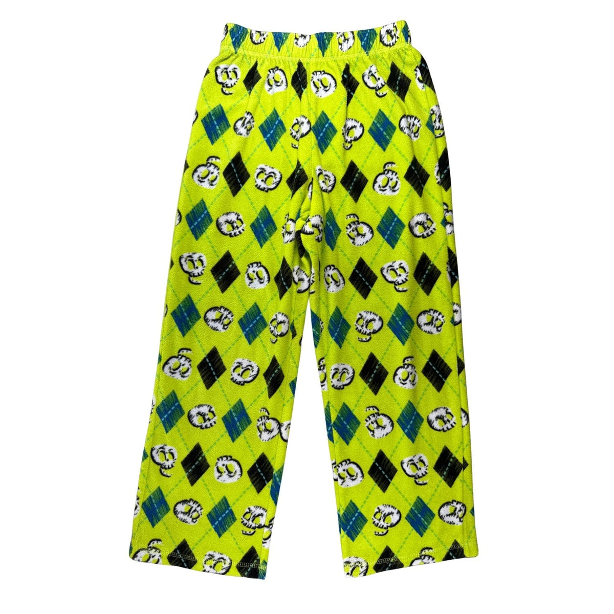 Circo boys lime-green fleece pajama pants with an allover skull-and-diamond pattern and elastic waist