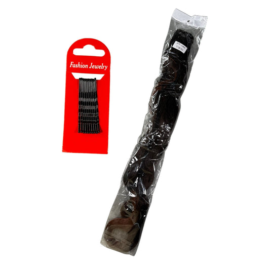 32 inch braided ponytail extension in ombre black to brown synthetic hair.