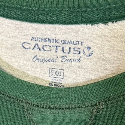 Cactus Authentic Quality men's XXL green waffle knit shirt with printed brand and size label.