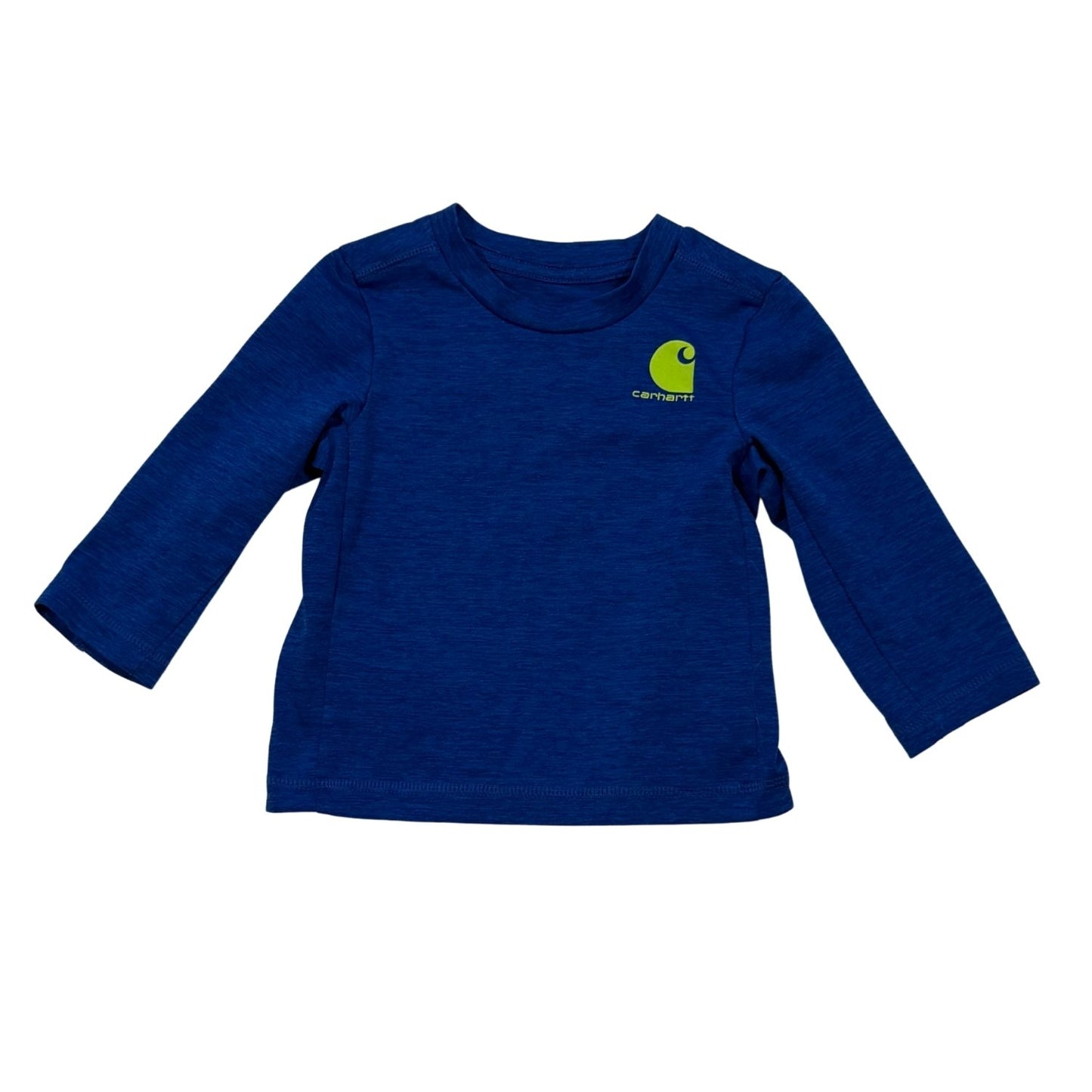 Carhartt baby boy heather blue long sleeve Force shirt size 9 months front view