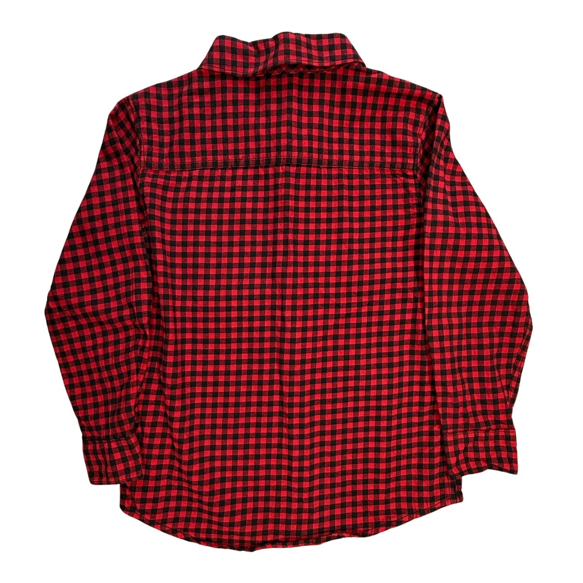 Back view of Carter’s boys red and black checkered long-sleeve shirt size 7