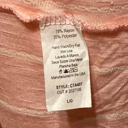 Material tag showing 75% rayon and 25% polyester fabric blend with care instructions.