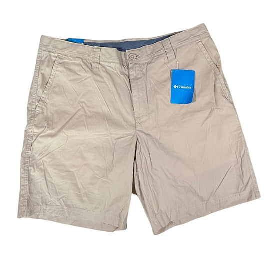 Mens Columbia Washed Out tan shorts size 34 front view