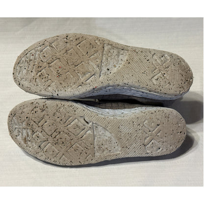 Bottom view of Converse All Star Crater high-top sneakers showing gray speckled outsoles and visible wear.