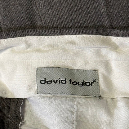 David Taylor brand label inside men's gray dress pants.