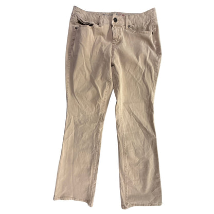 Front view of Faded Glory boys’ size 14A tan Ultimate Boot pants with button closure and pockets.